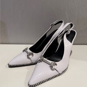 Elegant Patent White Slingback Rhinestone Heels wedding